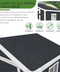 Heavy-Duty Resin Outdoor Storage Shed 6 By 4.4 Ft with raindrops showing weather-resistant roof and walls