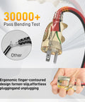 Close-up of 50 Foot Outdoor Extension Cord With 14 Gauge 3 Copper Wire, 15 Amp Waterproof Power Cable, LED Lighted Locking Plug