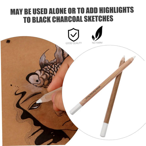 4 Pack White Charcoal And Graphite Pencils Set For Art Drawing Dope Sketching Shading Blending Journaling Illustrations