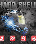 Auto Darkening Welding Helmet With Blue Light Blocking Lens True Color Solar Powered Hood 2 Arc Sensors Wide Shade Range 3.5/9-13 Pro Grade Weld Mask with hard shell design showcasing fall, impact, corrosion, and flame resistance.