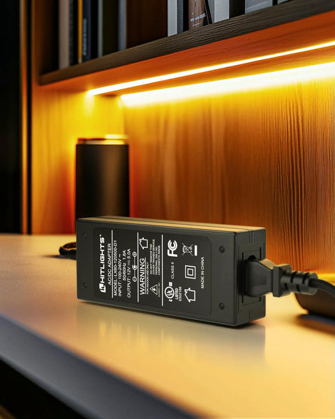 12V 5A Power Supply Adapter For LED Strip Lights And Low Voltage Devices UL Listed 60W Class 2 Wall Transformer on shelf