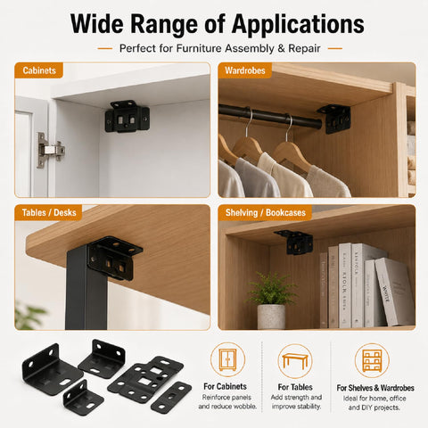 8 Or 16 Pack Quick Fit Furniture Joint Bracket Set With Screws Stainless Steel Right Angle Corner Braces in various applications