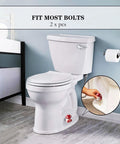 Kick Those Rusty Bolts To The Curb With These Cute Red Mushroom Toilet Bolt Caps That Stealthily Conceal Hardware Upgrade Your Bathroom Game With A Hassle Free Quick Fit Setup Comes Ready To Drop In As A Solid Two Piece Pack. Image shows red ceramic mushroom toilet bolt caps fitting over screws.