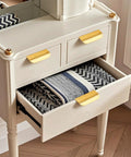 Dresser with Gold Edge Finger Cabinet Pulls 3.15 Inch Aluminum Drawer Handles, showing sleek minimalist design and satin gold finish.