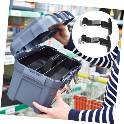 Person opening toolbox using Stainless Steel Flexible T Handle Latches For Tool Boxes And Automotive Use, Elastic Draw Latch