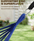 Close-up of Cotton Hammock Portable Hanging Bed With Tree Straps Easy Setup Indoor Outdoor 550 Pound Capacity Dope Comfort