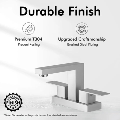 4 Inch Centerset Bathroom Sink Faucet in Brushed Finish SUS304 Stainless Steel Lead Free NSF Certified CUPC California Compliant