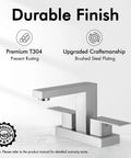Black 4 Inch Centerset Bathroom Faucet With Stopper And Overflow, SUS304 Stainless Steel, Modern Sleek Design
