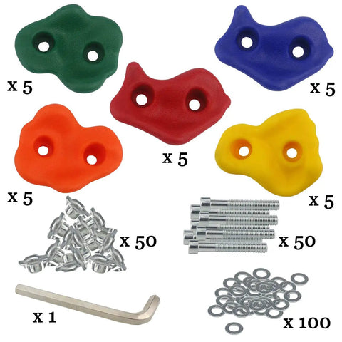 25 Piece Colorful Rock Climbing Holds Kit With Mounting Screws And Hardware For DIY Indoor And Outdoor Kid Friendly Play Wall Build A Fun Safe Climbing Space For Home Gym