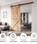 Heavy Duty Sliding Barn Door Hardware Track Kit 6.6 Ft For 36 To 40 Inch Wide Single Door With Straight Pulley And Smooth Quiet Rollers