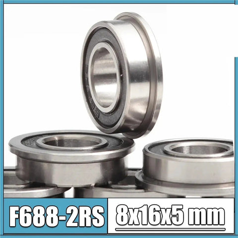 Badass F688RS Ball Bearings 8 By 16 By 5 Mm Ten Pack Abec Seven Precision Groove Designed For Heavy Duty Machinery And Car Engines With Rustproof And Waterproof Dust Seals That Keep Stuff Out And Run Smooth Like Butter Guaranteed. F688-2RS 8x16x5 mm sealed steel ball bearings