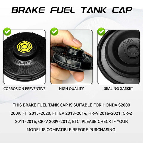 Brake Fluid Cap Replacement For Honda Master Cylinder Reservoir That Fits Accord Civic CR V S2000 Like A Glove No Fuss, OEM 46662-SLE-J01 46662-SDC-A02 durability and features display