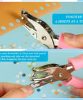 24 Pack Single Hole Punches Handheld One Quarter Inch Metal Paper Puncher With Soft Grip Handles shown during use on paper