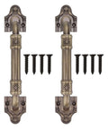 Two Piece Antique Bronze Barn Door Handles Set With Mounting Screws For Cabinets, Wardrobes, Closets And Gates, Vintage Drawer Pulls