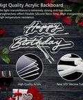 Happy Birthday Neon Light Sign White LED 25.6x16 Inches with Dimmable Switch and high-quality acrylic backboard