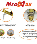 Zinc Alloy 360 Degree Impulse Sprinkler Head For Lawn And Garden heavy duty sprinkler with adjustable nozzles details