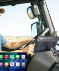 CarPlay Screen And Backup Monitor Mount With Aluminum Adjustable Arm, 360 Degree Rotation, AMPS Base in vehicle dashboard