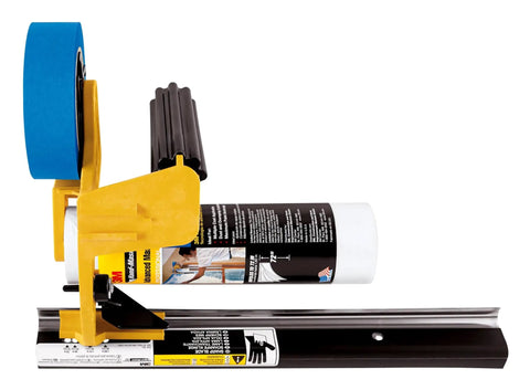 Hand Masker Painter Tape And Masking Film Dispenser Kit with 12-inch blade and blue tape for fast masking prep and clean paint jobs.