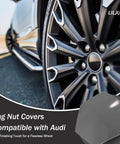 Heavy Duty Lug Nut Covers Complete 24 Pack With Removal Tool Gray Protect Wheel Bolts From Sun Salt And Rust Easy Clip On Fit For Audi A1 A3 A4 A5 A6 A7 A8 Q2 Q3 Q5 Q7 S5 TT on Audi wheel close-up