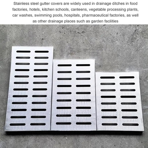 Heavy Hitting Stainless Steel Drain Grate Cover For Bathroom Shower And Outdoor Yard Driveway Rust Resistant Catch Basin Channel Tile 60 By 60 By 3 Cm Quick Install No Mess, displayed in various sizes.
