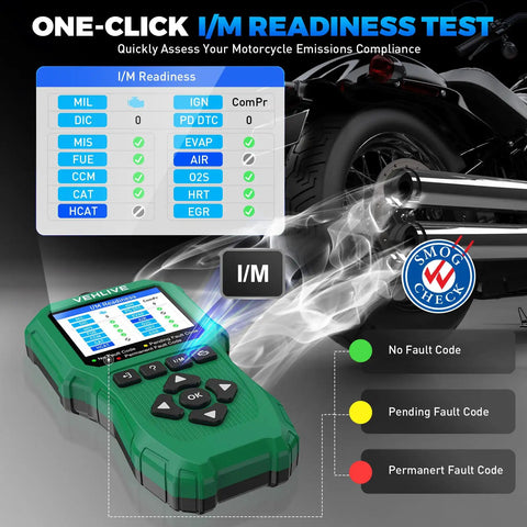 Upgraded 2025 Motorcycle Diagnostic Tool With OBD2 And Fault Code Reader, Quick Test And Voltage Check, Handy Bike Scanner