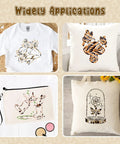 T-shirt, pillows, and bag customized with Leopard Heat Transfer Vinyl Kit With 16 Sheets 12 By 10 Inch Boho Leopard HTV.