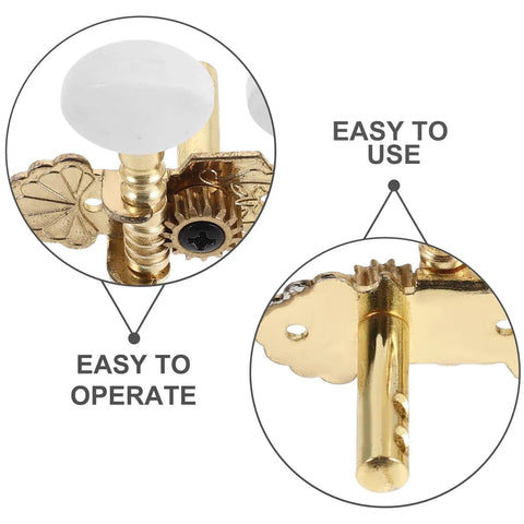 Vintage Carving Ukulele Tuning Pegs And Classical Guitar Machine Heads Replacement Parts, Smooth Metal And Resin Tuning Keys For Precise Tuning, Easy To Install For Small Gigs And Studio Sessions brass-coated tuner close-up