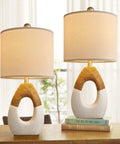 Small Boho Table Lamps Set Of 2 For Bedroom And Living Room, Farmhouse Rattan Rustic Nightstand Lamps, Ideal For Tiny Spaces