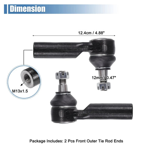 2 Pack Front Outer Tie Rod Ends Kit For Ford Escape 2005-2007 And 2009-2012 Mazda Tribute 2010-2011 Steering Tie Rod End Set Left And Right OE ES800846 Replacement For Smooth Responsive Handling, black steel, M13x1.5