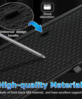 Close-up of scratch resistant non slip silicone pad on Mazda MX-5 center console organizer tray showing shock absorption feature.