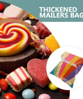 Rainbow Color Waterproof Poly Mailer Bags 100 Count Self Sealing Shipping Envelopes for clothes with sweets and candy background