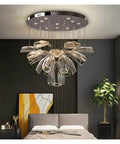 Luxury Creative Crystal LED Chandelier Glass Pendant Light Fixture For Dining Living Room Spaces Turning Heads As A Total Showstopper With Stunning Illumination That Gives Serious Wow Factor For Any Home Makeover Goals Today showcasing elegant crystal design in modern bedroom.