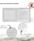 Scratch Resistant White Metal Vent Cover 8x4 Inch 5 Pack Louvered Duct Grille With Built In Mesh Screen Wall Or Ceiling HVAC Vent Register