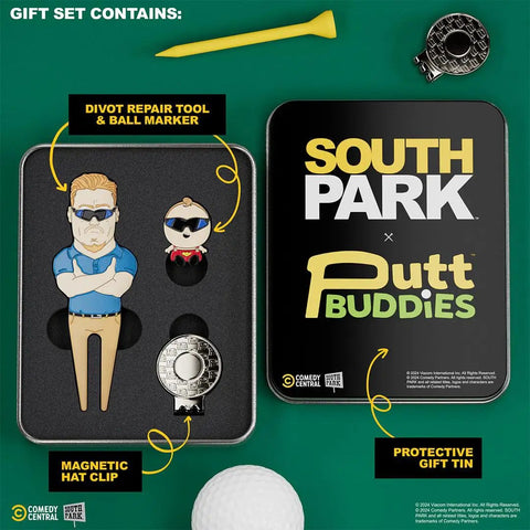 South Park PC Principal Golf Divot Tool And PC Baby Ball Marker Magnetic Collectible Gift Set with hat clip and tin