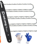 16 Inch Chainsaw Bar And Chain Kit With 3 Eighth LP Pitch And.050 Gauge 56 Drive Links Includes 4 Chains 1 Bar 1 File And Gloves