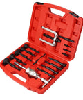 Badass Blind Hole Collet Bearing Race And Seal Puller Tool Kit In Rugged Waterproof Dustproof Toolbox Case With Secure Lock And Neat Layered Design Suited For Mechanics Requiring Durability Against Moisture And Wear During Projects Around Town. red carrying case with puller tools