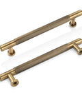 Two Five Pack Antique Brass Cabinet Pulls 5 Inch Solid Brass Dresser Drawer Handles For Your Cabinets Cupboards Wardrobes Closets And Vanities Durable Hardware shown from multiple angles.