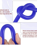 Blue Vacuum Silicone Tubing Hose For Engine High Temperature with thick wall, flexible and durable, shown in hand and knotted view.