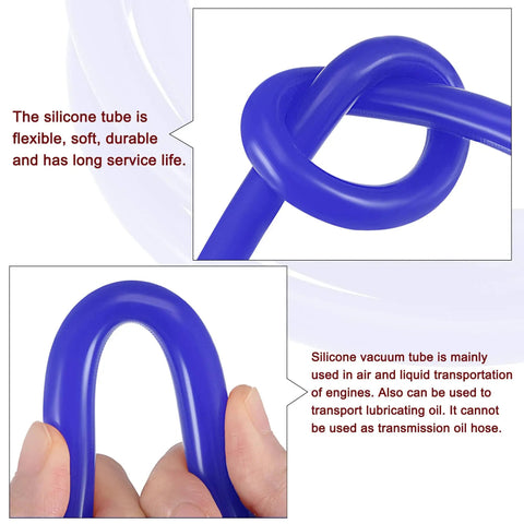 Blue Vacuum Silicone Tubing Hose For Engine High Temperature with thick wall, flexible and durable, shown in hand and knotted view.