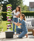 Hydroponic Growing System Kit With Aeroponic Tower 50 Hole Vertical Garden For Vegetables Herbs And Flowers Includes Pump And Mobile Water Tank