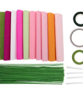 Crepe Paper Flower Diy Kit With Precut Sheets For Realistic Paper Bouquets, Gift Wrapping Decor, Easy To Shape Flowers For Weddings And Crafts, Perfect Giftable Home Decor And Backyard Diy Projects, with crepe sheets, wires, and tape