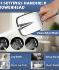 3+1 settings handheld showerhead with powerful jet mode, part of 10 Inch High Pressure Rain Shower Head With Handheld Combo