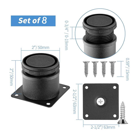 Beefy Adjustable Metal Furniture Legs Set, Stainless Steel Round Cabinet Legs For Desks And Tables, with screws, set of 8