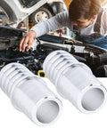 Mechanic installing Three Quarters Inch Hose Barb Splice Coupler Aluminum Alloy Radiator Intercooler Repair Fitting Vacuum Line Adapter