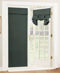Easy No Drill Install French Door Curtain Panel, 69 Inch Length, Dark Green Room Darkening Window Covering For Patio Doors