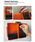 Beast Heavy Duty Cobalt Drill Bit Set 1/16 to 1/2 Inch, 17 Piece M35 in orange case showing assembled hook