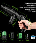 Slick Lever Action Coolant Flush Gun And Solid Heater Core Flush Kit With Universal Hose Adapters For Fast Radiator Flushing and included accessories.