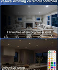 6 Inch Led Recessed Downlights Featuring Adaptive Color Changing Modes And A Seamless Canless Frame in a living room with dimming options.