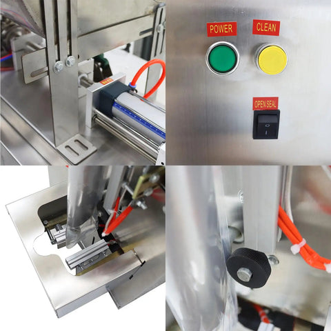 Straight Up Automatic Paste And Liquid Filling Sealer With Horizontal Mixing Hopper 10 To 100 Milliliter Precision Filler showing operational controls and stainless steel components.