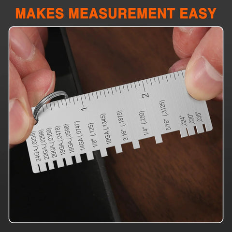 ZeeDix portable metal sheet thickness gauge, stainless steel plated, compact inspection tool